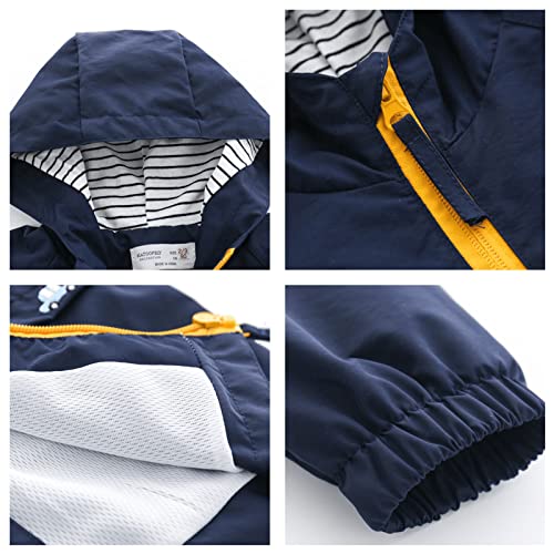 Volunboy Toddler Windbreaker Jackets Spring Hooded Lightweight Fall Zip Up 12-18 Months Windproof Outerwear (Navy-a1, 12-18 Months) - Image 4