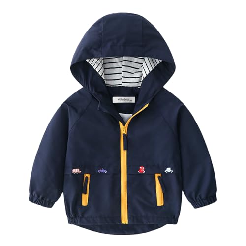 Volunboy Toddler Windbreaker Jackets Spring Hooded Lightweight Fall Zip Up 12-18 Months Windproof Outerwear (Navy-a1, 12-18 Months) - Image 1