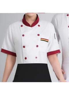 NIBEMINENT Summer Short Sleeve Chef Jacket Catering Chef Workwear Barista Baker Cook Coat Uniform Waiter Restaurant Hotel Clothes  - Image 1