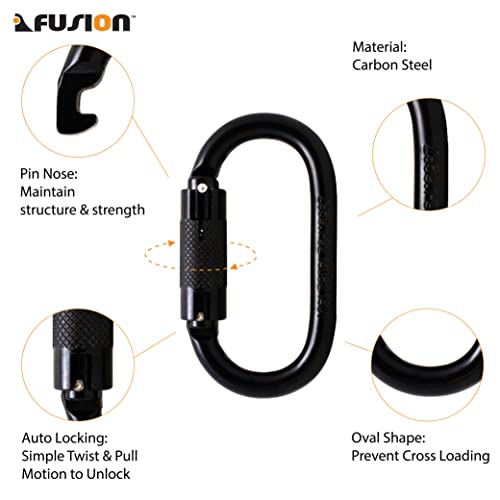 FUSION Auto Locking Carabiner 27KN - Fusion Climb® Ovatti - Professional Rock Climbing Carabiner - Heavy Duty Steel Auto Locking Carabiner for Climbing, Rappelling, D Shaped - UIAA ANSI Compliant - Image 3