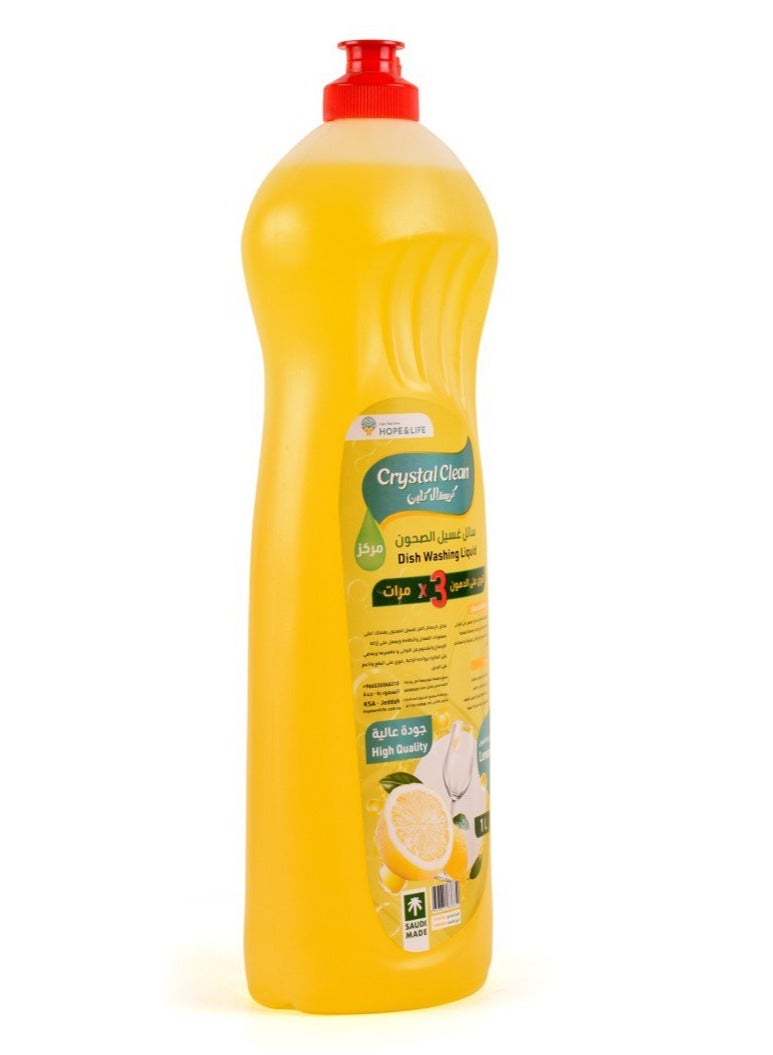 Hope And Life Crystal Clean Lemon Fresh Dishwashing Liquid With A Concentrated Formula That Is 3 Times Stronger On Grease - 1 Liter  - Image 3