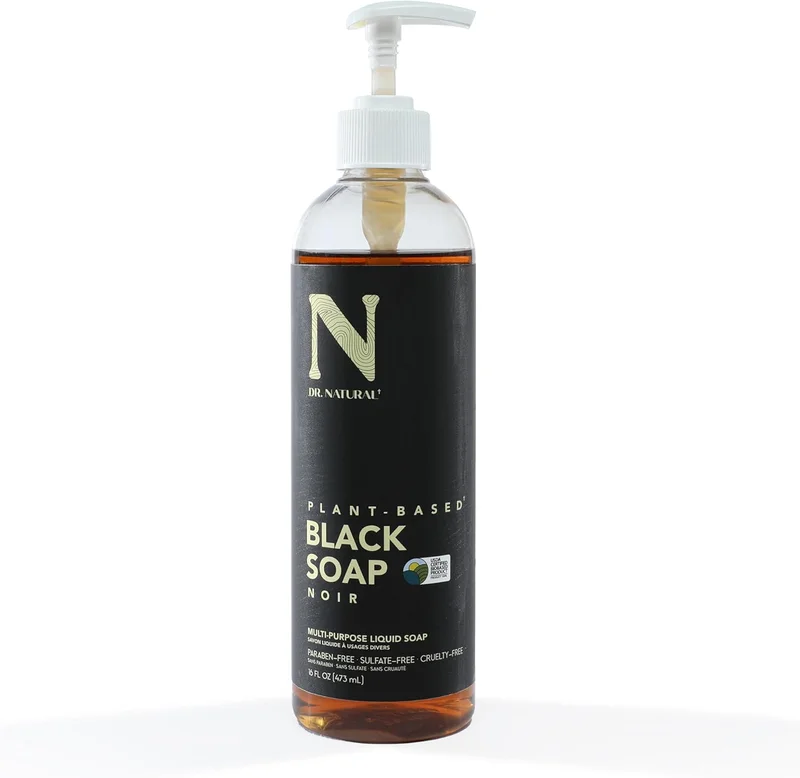 Dr. Natural Dr. Natural Liquid Black Soap, 473 ml - Plant-Based with Shea Butter - Sulfate-Free, Paraben-Free, Cruelty-Free