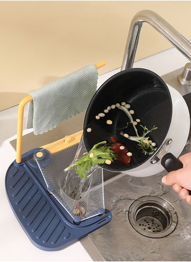 ZCM-HAPPY - Multi-functional Kitchen Triangular Sink Drain Net Rack Shelf Kitchen Garbage Filter Rack With 50 Disposable Mesh Bags - Image 1