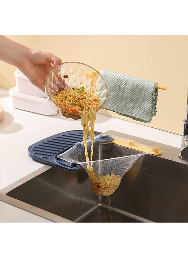 ZCM-HAPPY - Multi-functional Kitchen Triangular Sink Drain Net Rack Shelf Kitchen Garbage Filter Rack With 50 Disposable Mesh Bags - Image 1