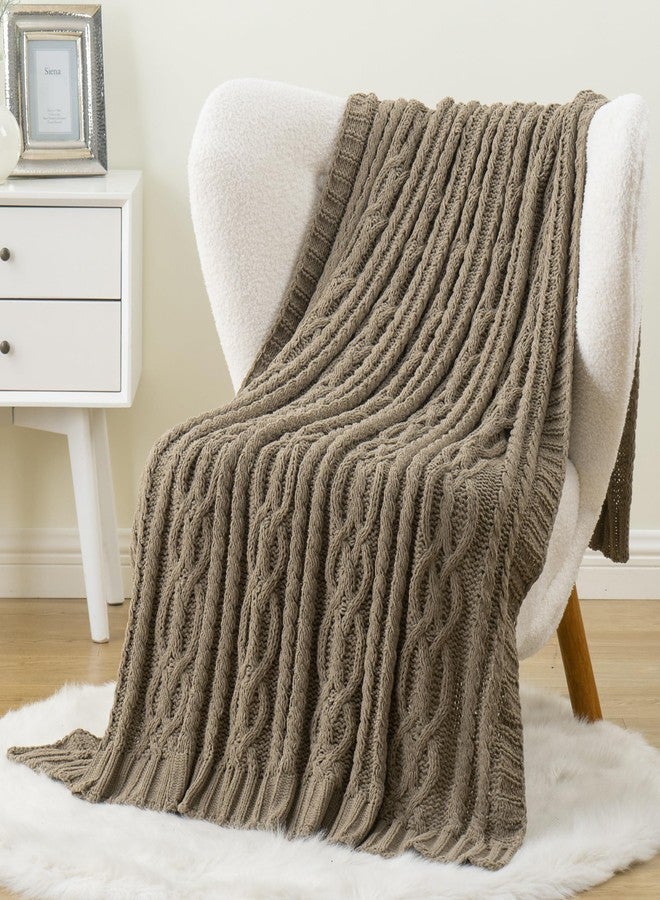Battilo Camel Tan Throw Blanket for Couch,51"x67", Cable Chenille Knitted Throw Blankets for Bed, Sofa, Chair,Living Room, Soft Cozy Thick Warm Decorative Textured Blanket. - Image 3
