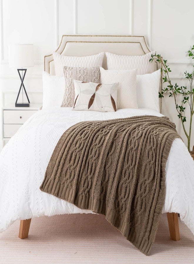 Battilo Camel Tan Throw Blanket for Couch,51"x67", Cable Chenille Knitted Throw Blankets for Bed, Sofa, Chair,Living Room, Soft Cozy Thick Warm Decorative Textured Blanket. - Image 4