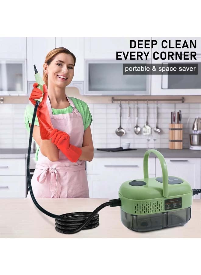 L&E Handheld Steam Cleaner, High Pressure Multipurpose Steamer,2500W|1000ML, 10S Fast Heat-Up 6 Gears Adjustment,With Brushes,Glass Scraper,for Car,Furniture and Tile (Green) - Image 2