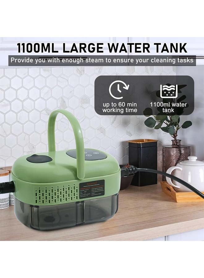 L&E Handheld Steam Cleaner, High Pressure Multipurpose Steamer,2500W|1000ML, 10S Fast Heat-Up 6 Gears Adjustment,With Brushes,Glass Scraper,for Car,Furniture and Tile (Green) - Image 5