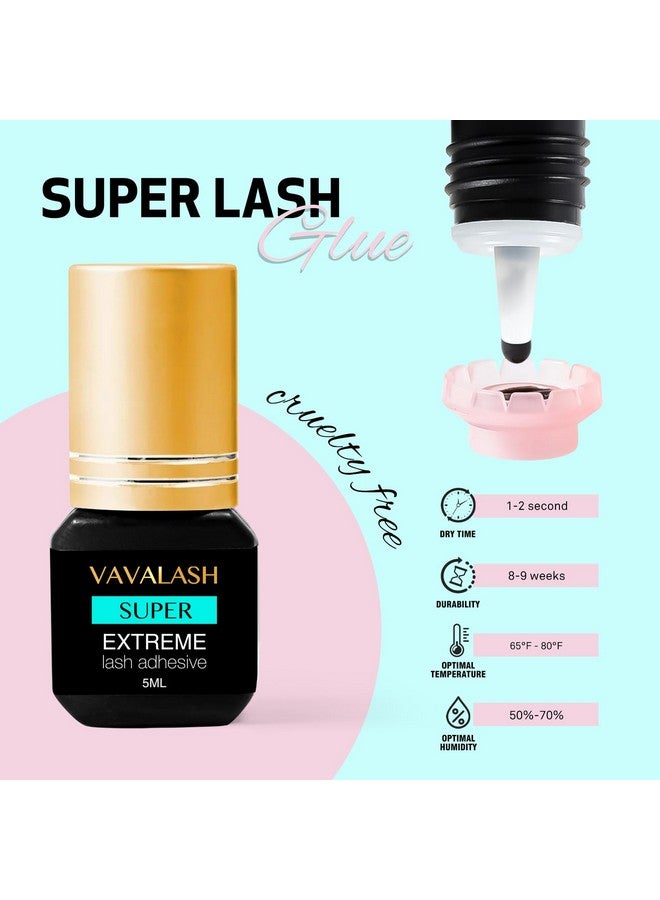 VAVALASH Eyelash Extension Glue Lash Extension Adhesive 1 Sec Drying Time Bond Lash Glue Long Lasting Black Eyelash Glue Professional Lash Artist Use Only (Super,5ml) - Image 2
