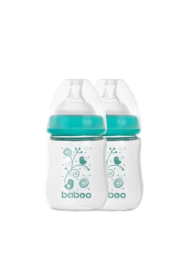 Baboo - Anti Colic Glass Wide Neck Bottle Set - Pack of 2 - 150ml - Image 1