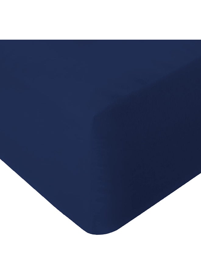 Infinitee Xclusives Infinitee Xclusives Fitted Sheet for Bed Navy Queen Size 150 x 200 cm - 100% Microfiber - 40 cm Deep Pocket to Fit & Cover Sheets  - Soft, Wrinkle Free & Shrink Resistant Fitted Sheet  - Image 1