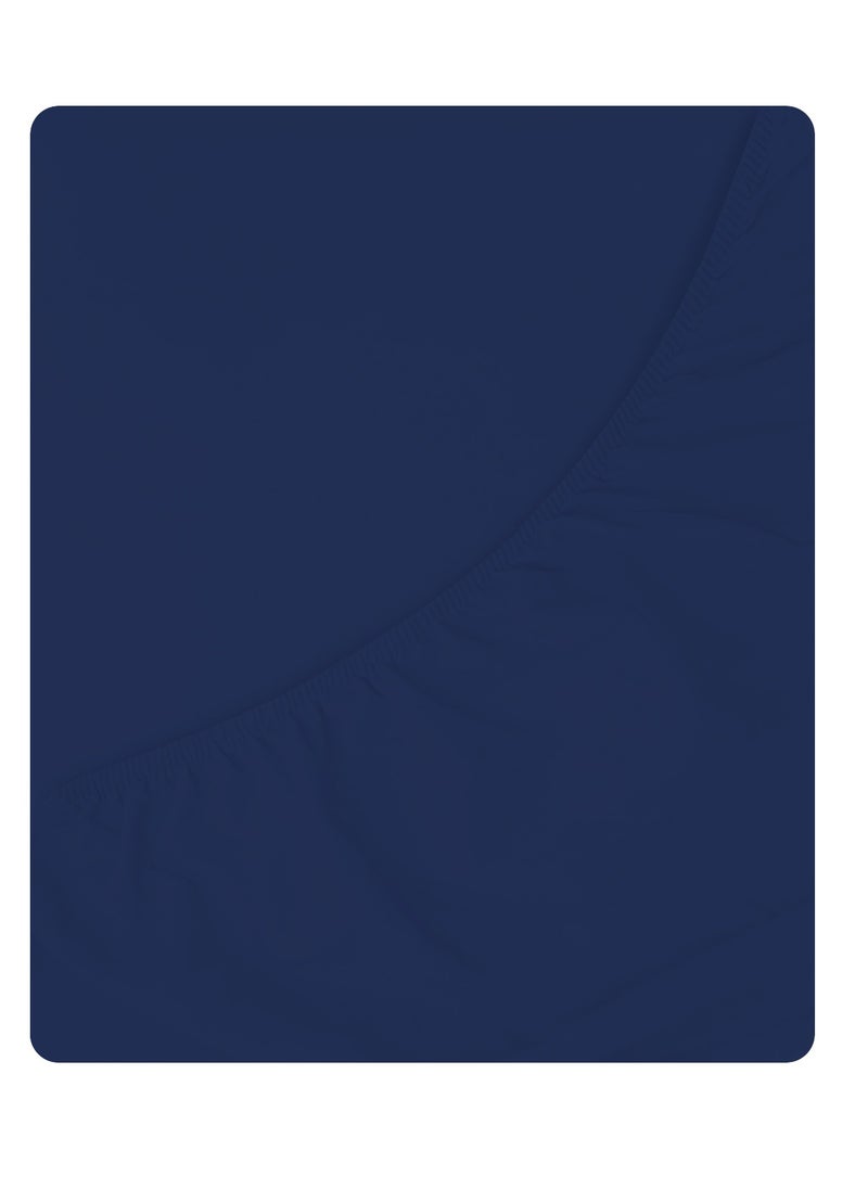 Infinitee Xclusives Infinitee Xclusives Fitted Sheet for Bed Navy Queen Size 150 x 200 cm - 100% Microfiber - 40 cm Deep Pocket to Fit & Cover Sheets  - Soft, Wrinkle Free & Shrink Resistant Fitted Sheet  - Image 3