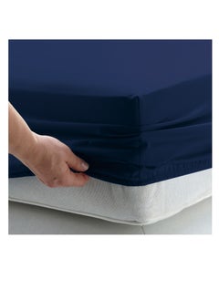 Infinitee Xclusives Infinitee Xclusives Fitted Sheet for Bed Navy Queen Size 150 x 200 cm - 100% Microfiber - 40 cm Deep Pocket to Fit & Cover Sheets  - Soft, Wrinkle Free & Shrink Resistant Fitted Sheet  - Image 4
