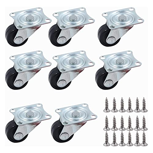 HOWDIA 1-inch Dia Swivel Single Wheel Rubber Caster Wheels for Furniture, Small Casters Trolley Wheels with Base Ball Bearing, Conveyor Rollers 8 Pack - Image 1