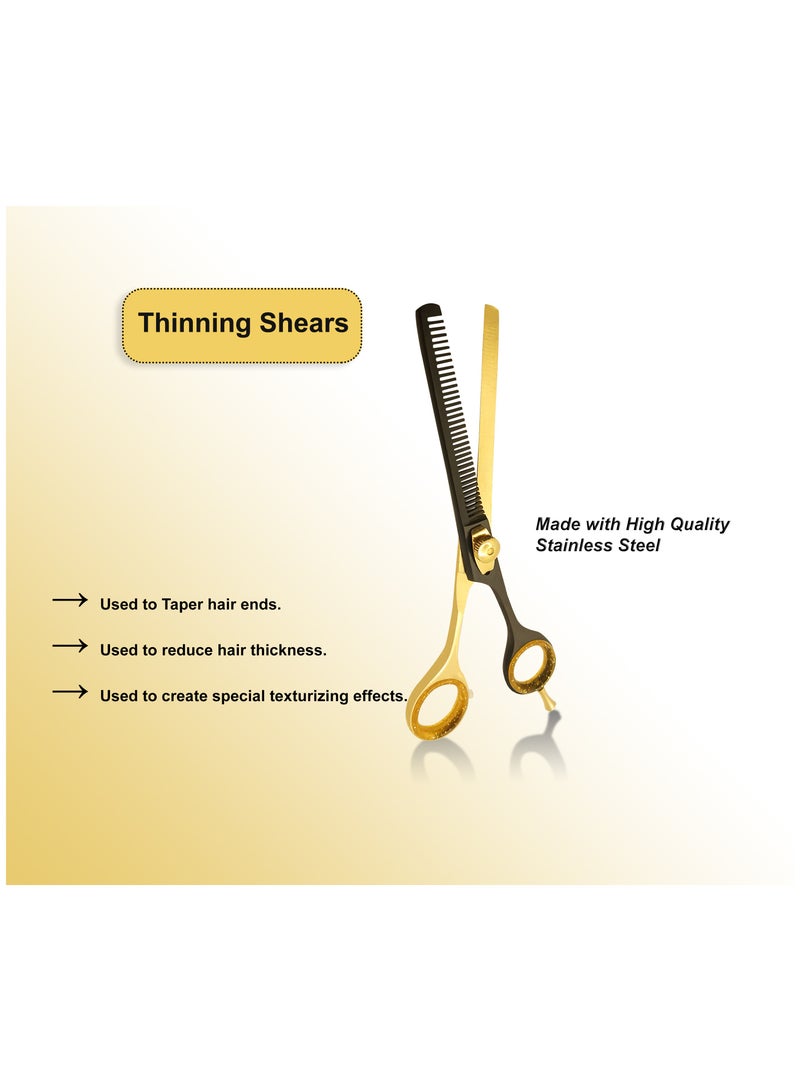 UEN Professional Hair Cutting Scissors Set/Hairdressing kit with Straight and Thinning Shears, Comb, Straight Razor and Tweezers/Japanese Stainless Steel/For Men, Women, Kids, Barber, Salon, Home  - Image 5