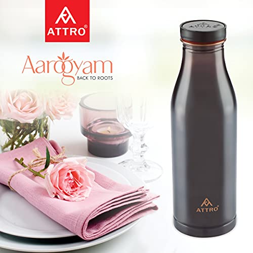 Attro Aarogyam 1000ml Sparsh Vintage Matte Finish Copper Water Bottle, Standard - Image 3