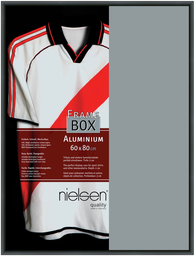 nielsen Framebox II Sports Shirt Display Frame Matt Black 60x80cm for Football Rugby Band TShirt  Aluminium