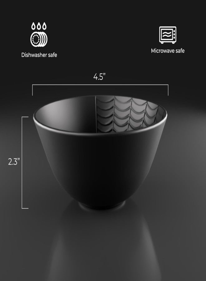 Nomnu New Black Spiderweb Small Bowls Set of 4 - Gothic Ceramic Ice Cream Bowls, 4.5" Inch Dessert & Cereal Bowls for Goth Lovers, Microwave & Dishwasher Safe - Perfect for Spooky Snacks & Treats - Image 3