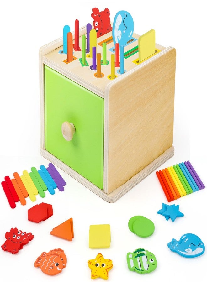 XPIY Montessori Wooden Toddler Toys for 1 Year Old, Fine Motor Skills Toys for 1-3 Year Old, 12-18 Month Baby Educational Color Shape Sorting & Animal Cognition Toy with Drawer, Birthday Gift for Girl Boy - Image 1