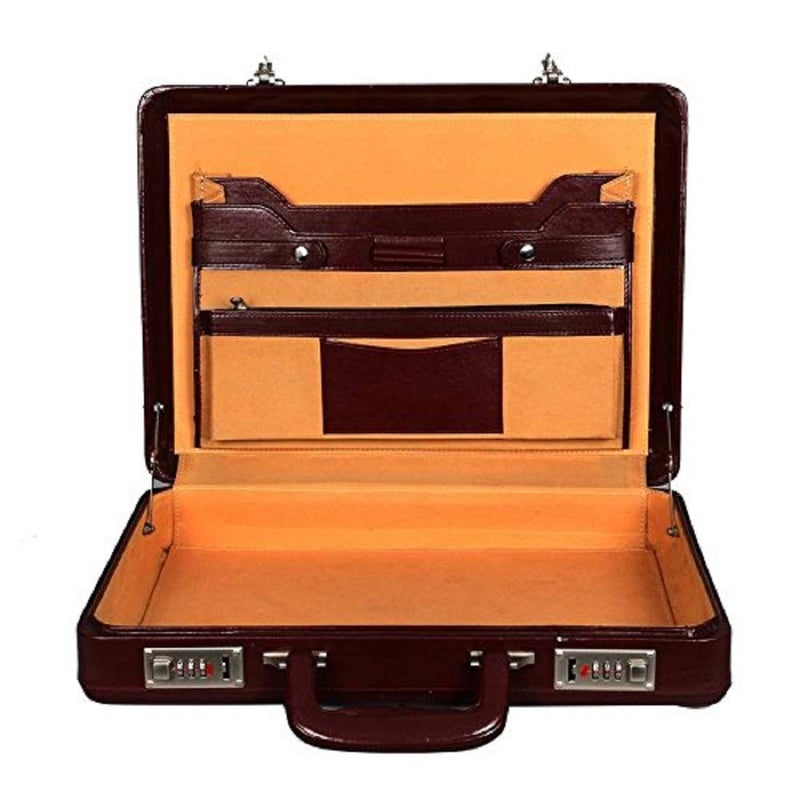 OBANI Maroon Faux Leather Briefcase | Office Travel Suitcase Bag with Adjustable Number Lock & Multiple Pockets - Image 4