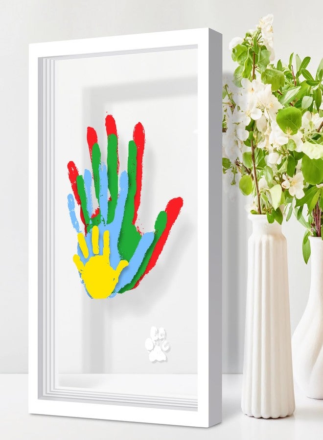 Omrhvi Family Handprint Kit, Hand Prints Keepsake Frame, DIY Craft Gift for New Parents & Mom & Baby, Grandparents, Mother's Day, Father's Day, Adoption Day, Anniversary, 6 Non -Toxic Paints (White) - Image 1