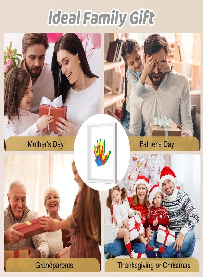 Omrhvi Family Handprint Kit, Hand Prints Keepsake Frame, DIY Craft Gift for New Parents & Mom & Baby, Grandparents, Mother's Day, Father's Day, Adoption Day, Anniversary, 6 Non -Toxic Paints (White) - Image 4