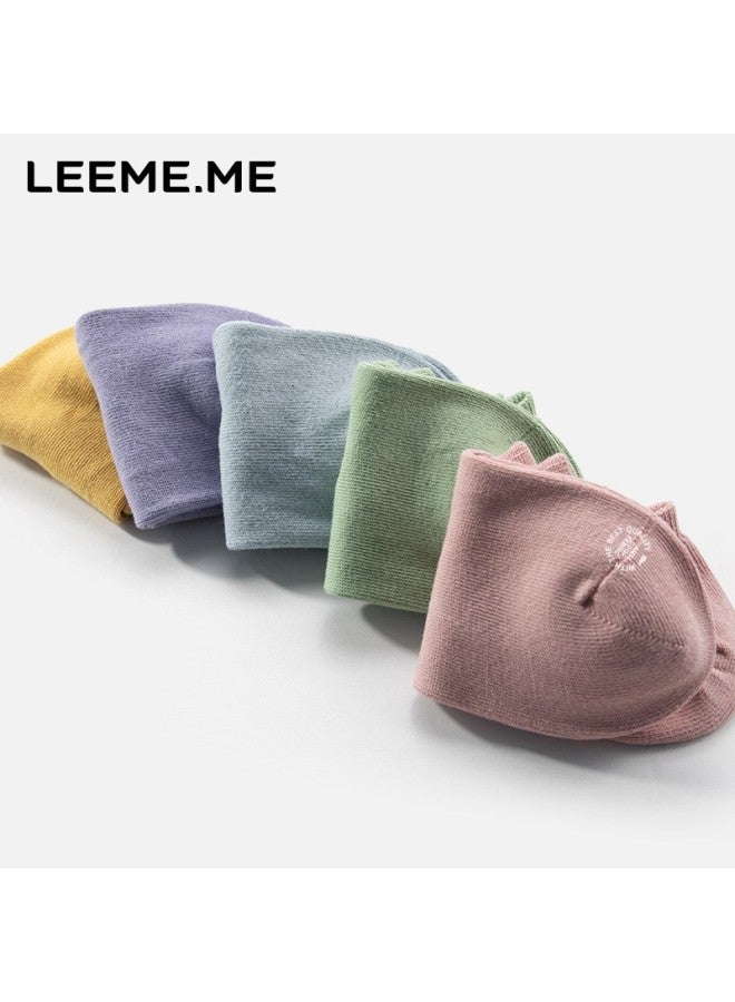 Leeme.me Li Mi Women's Socks, Spring And Summer Breathable, Couples' Boat Socks, Women's Short Socks, Anti-slip Heel Socks, 5 Pairs - Image 4