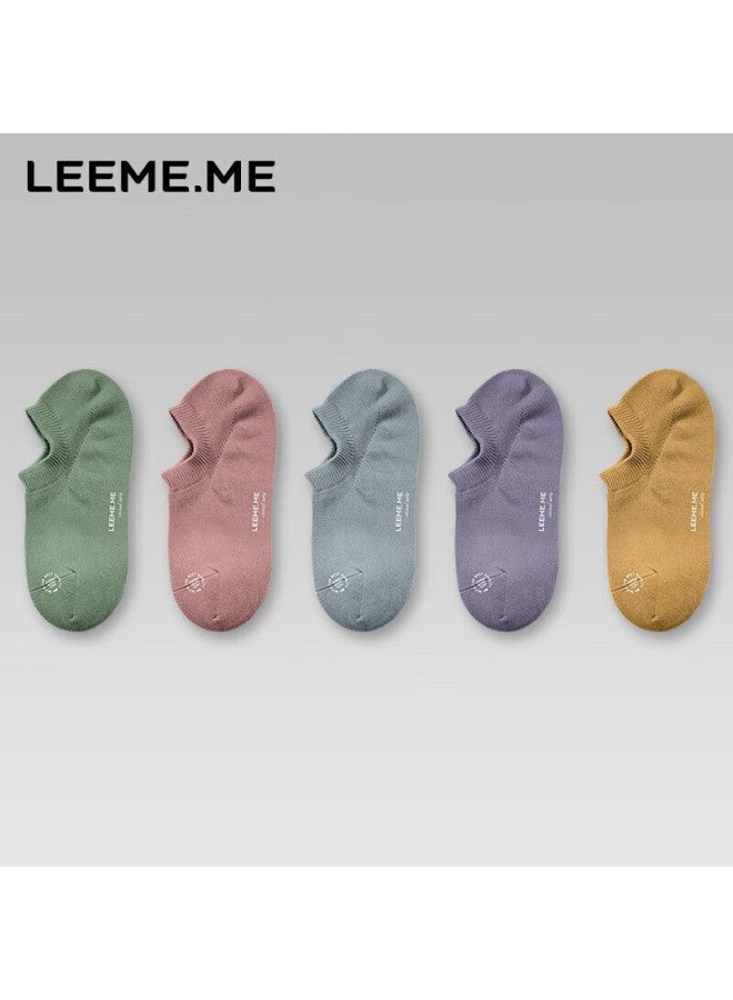 Leeme.me Li Mi Women's Socks, Spring And Summer Breathable, Couples' Boat Socks, Women's Short Socks, Anti-slip Heel Socks, 5 Pairs - Image 1
