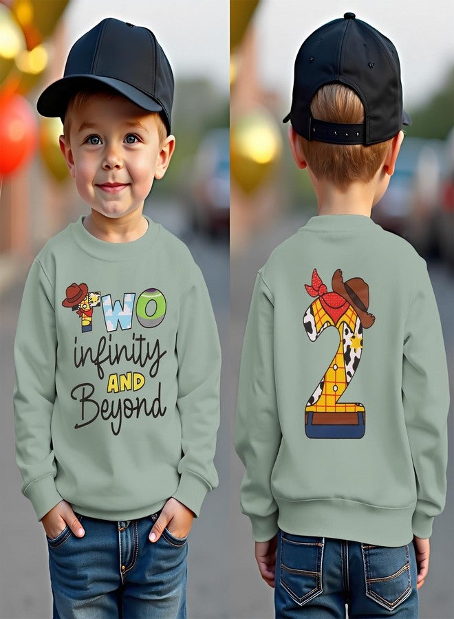 KEKEMI Birthday Boy Sweatshirt 2T Boys Cartoon Graphic Birthday Outfit Two Years Old Boy Long Sleeve Shirt Bday Party Clothes(Green,2T) - Image 2