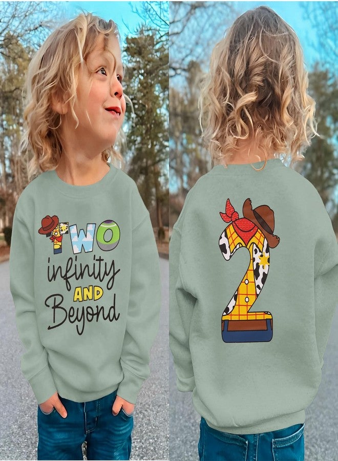 KEKEMI Birthday Boy Sweatshirt 2T Boys Cartoon Graphic Birthday Outfit Two Years Old Boy Long Sleeve Shirt Bday Party Clothes(Green,2T) - Image 3