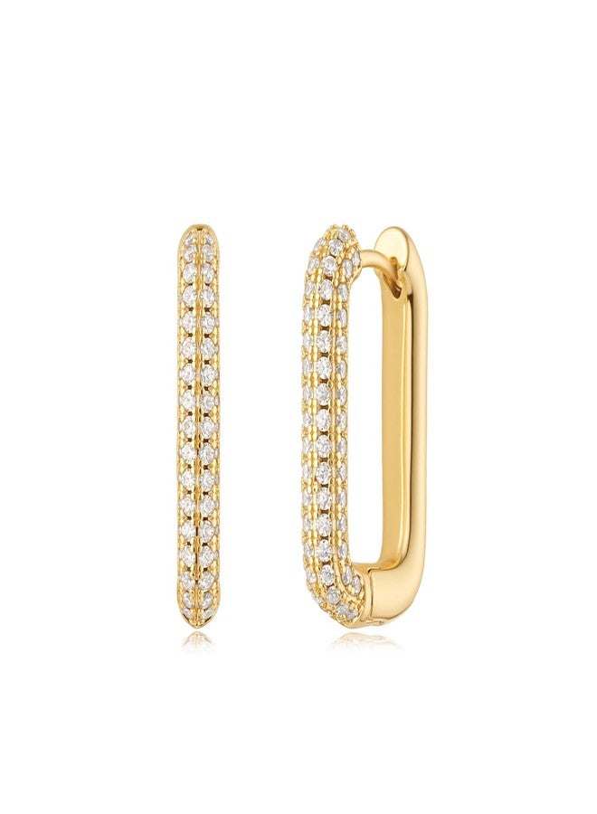 MYEARS Women Earrings Gold Huggie U Hoop 14K Gold Plated Small Simple Hypoallergenic Everyday Jewelry, One Size, Brass Metal Yellow Gold, Cubic Zirconia - Image 1
