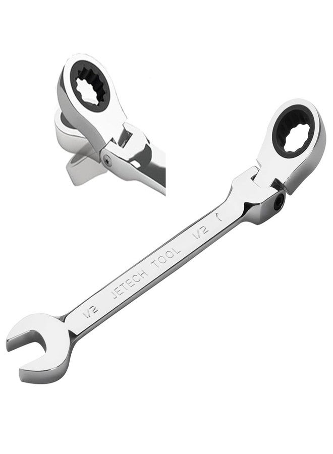 Jetech 1/2 Inch Flexible Head Gear Wrench, Industrial Grade Ratcheting Combination Spanner, Forged, Heat-Treated Cr-V Alloy Steel, Full Polished 12 Point, SAE - Image 1