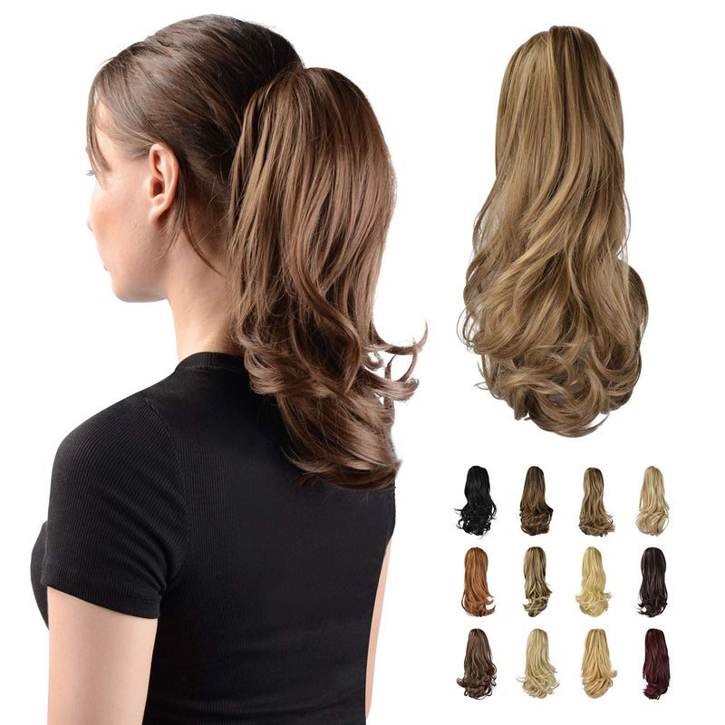 SOFEIYAN 13 Ponytail Extension Long Curly Ponytail Clip in Claw Hair Extension Natural Looking Synthetic Hairpiece for Women Brown  Blonde
