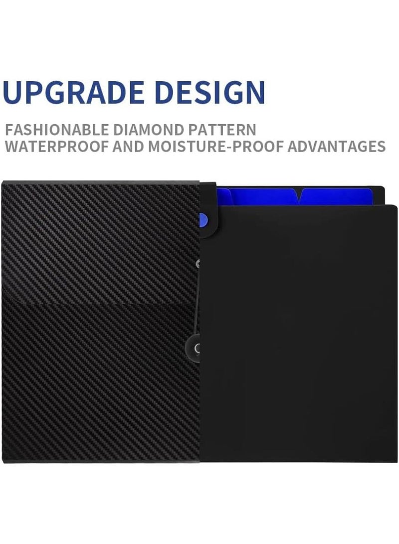  طائرة ورقية مجلد قابل للتوسيع لإدارة الملفات، مجلد من الأورجانزا مكون من 13 حجرة مع علامات تبويب وإغلاق مطاطي - جيب ملف A4، مناسب للمنزل والمدرسة والمكتب والسفر (1 × أسود/لون) - Image 4