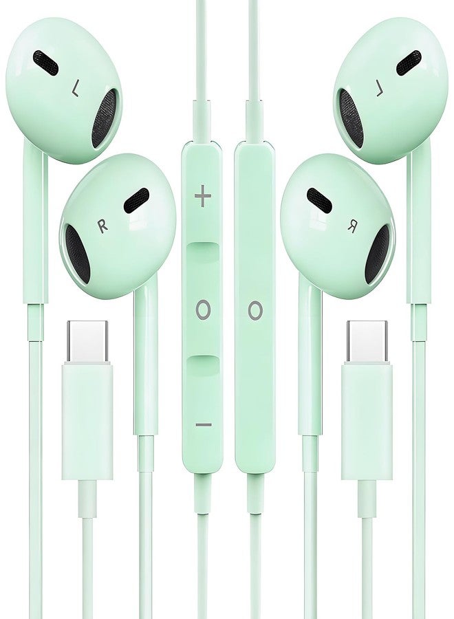 CASE LOGIC 2 Packs USB C Headphones for iPhone 16/15 Phone Earbuds with Microphone & Volume Control HiFi Stereo Type C Earphones for Galaxy S23/S22/S21/S20/Ultra Note 10/20, for Pixel 7/6/6a/5/4,for OnePlus 9 8 - Image 1