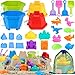 HUUIDY Beach Toys for Kids Sand Toys with 4 Sand Buckets and Shovels for Kids Sand Castle Building Kit with Mesh Bag Molds Travel Beach Essentials Sandbox Toys for Toddlers Boys Girls Age 412 - Image 3