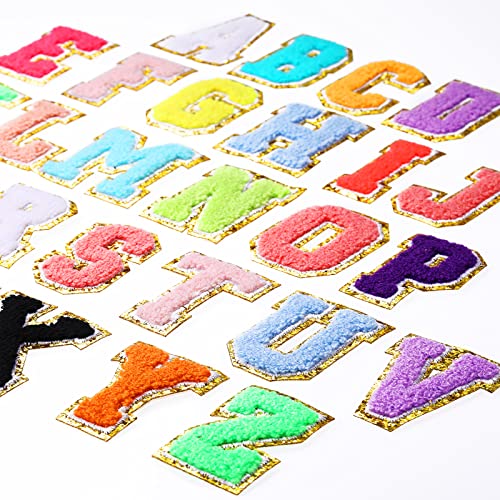 Waydress 26 Pcs Chenille Letter Iron on Patches 28 Inch Sew On Chenille AZ Alphabet Letter Patches for DIY SuppliesFresh Style