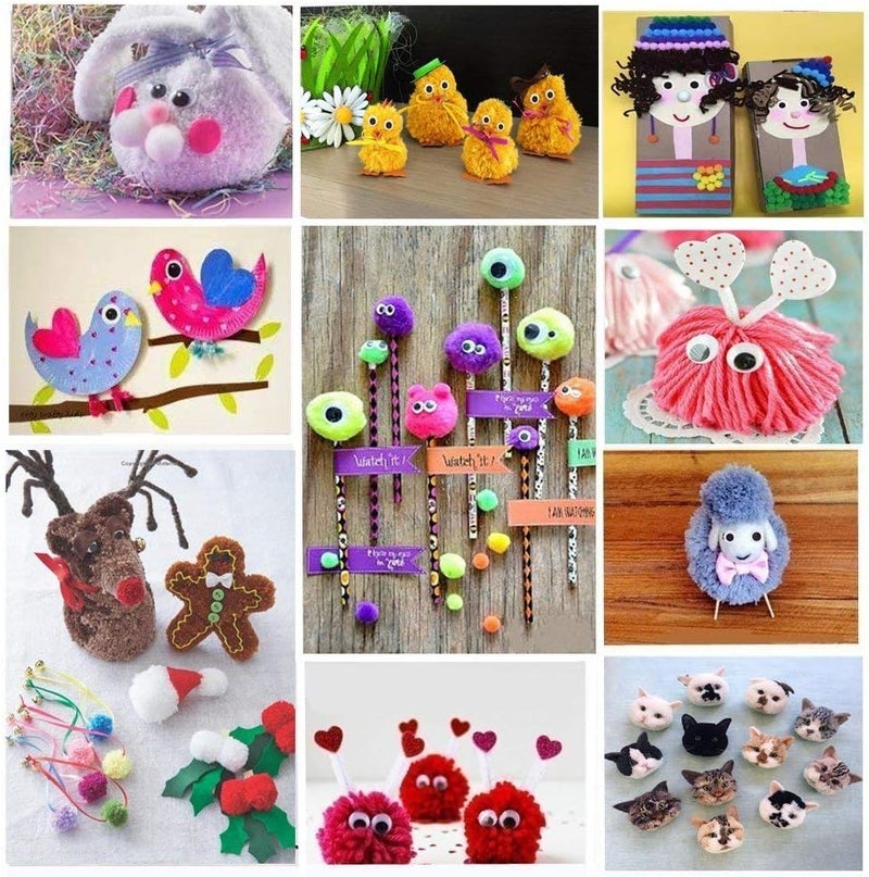 RRigo Pom Pom Maker, 4 Sizes Pompom Maker Tool Set for Fluff Ball Weave DIY Wool Yarn Knitting Craft Project for Knitting Lover +10PS Knitting Stitch Markers+10PS Plastic Needles+1PS Scissors - Image 4