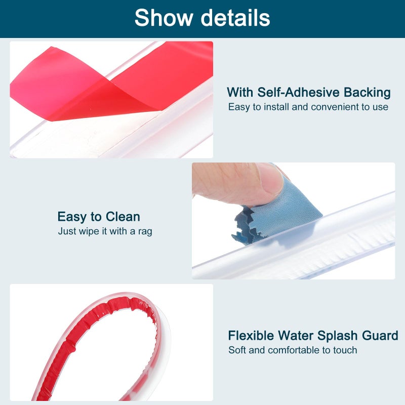 uxcell 39 Inch Collapsible Shower Barrier Stopper Water Splash Guard Blocker 39"Lx0.8"Wx0.5"H for Bathroom Kitchen Wet and Dry Separation, Clear - Image 4