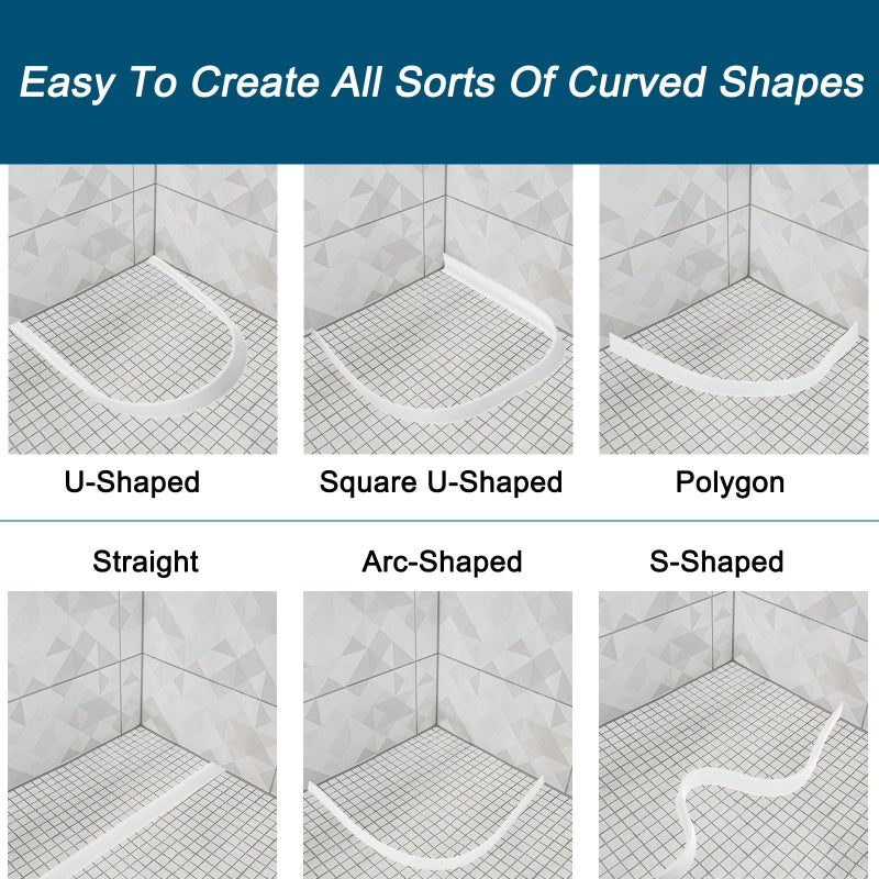 uxcell 39 Inch Collapsible Shower Barrier Stopper Water Splash Guard Blocker 39"Lx0.8"Wx0.5"H for Bathroom Kitchen Wet and Dry Separation, Clear - Image 5