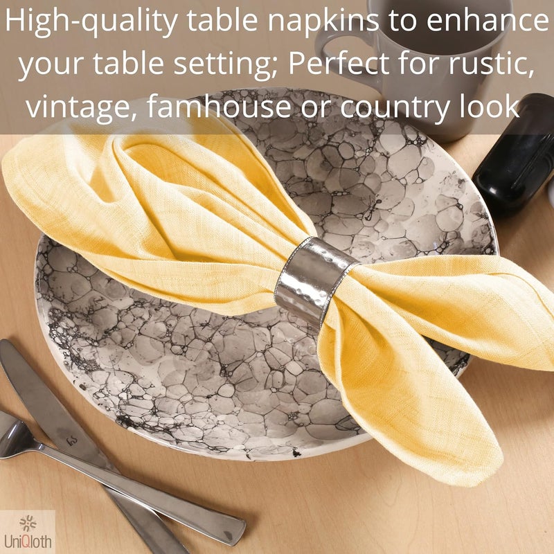 UniQloth 12 Pack Farmhouse Slub Textured Cloth Dinner Napkins Cotton  Soft Durable Washable Reusable  Ideal for Weddings Holidays Restaurant Parties Daily Use Dinner Napkins 18x18 Yellow Orange - Image 5