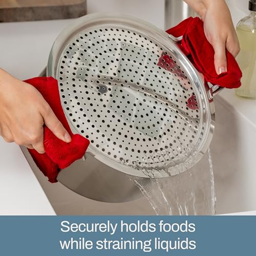 All-Clad Accessory, Stainless Steel Strain & Splatter Guard, 10.5-Inch, Easy, Mess-Free Straining, Multifunctional Design, Pots and Pans, Cookware, Kitchen Gadgets, Cooking Tools, Silver - Image 2