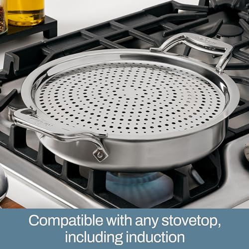 All-Clad Accessory, Stainless Steel Strain & Splatter Guard, 10.5-Inch, Easy, Mess-Free Straining, Multifunctional Design, Pots and Pans, Cookware, Kitchen Gadgets, Cooking Tools, Silver - Image 4