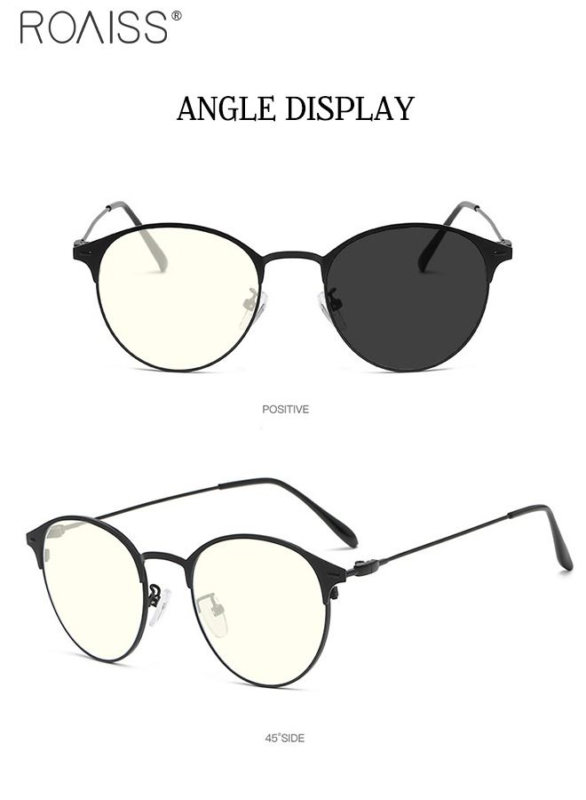 roaiss Blue Light Blocking Sunglasses Anti UV and Glare Blue Light Filter Computer Glasses Round Color Changing Eyewear for Men Women Black  - Image 5