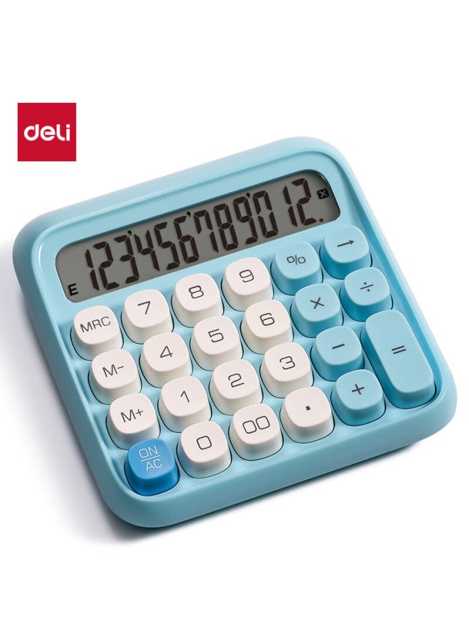 ديلي Deli Round Dot High-key Stylish Calculator, شاشة عرض عريضة مكونة من 12 رقمًا, حاسبة طلابية عالية الجودة للصف الرابع, لوازم مكتبية, لوازم دراسية, أزرق, Te36 - Image 4
