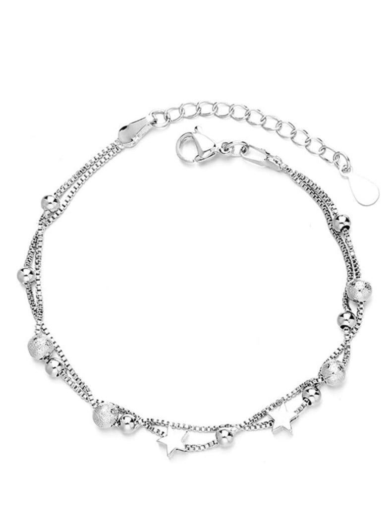 أوزيغالور سوار من الفضة الإسترليني عيار 925 للنساء, سوار سلسلة قلب الحب، أساور نسائية من الفضة الإسترليني - Image 1