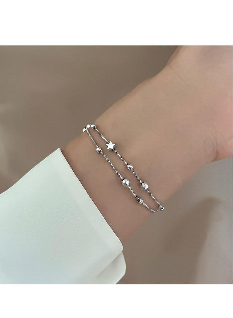 أوزيغالور سوار من الفضة الإسترليني عيار 925 للنساء, سوار سلسلة قلب الحب، أساور نسائية من الفضة الإسترليني - Image 2