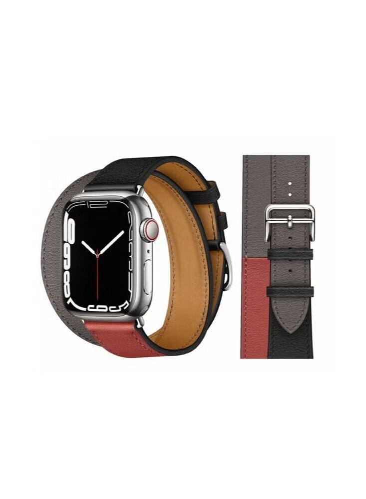 vesus Double Tour Leather Replacement Band For Apple Watch 45/44/42mm