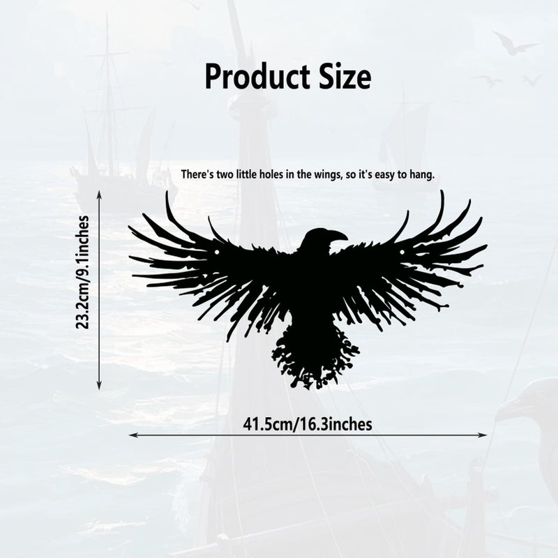 Yuzhuo Metal Viking Raven Wall Art Norse Mythology Crow Wall Decor with Gothic Metal Wall Sculpture Suitable for Living Room Bedroom Indoor Outdoor Garden Home - Image 4