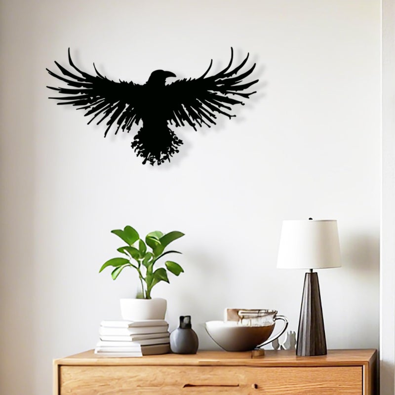 Yuzhuo Metal Viking Raven Wall Art Norse Mythology Crow Wall Decor with Gothic Metal Wall Sculpture Suitable for Living Room Bedroom Indoor Outdoor Garden Home - Image 5